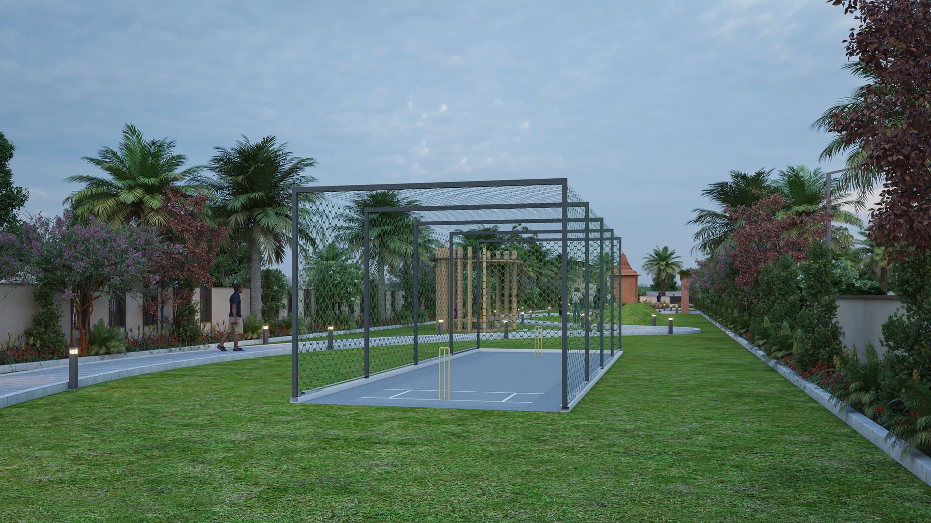 Cricket practice net in the park