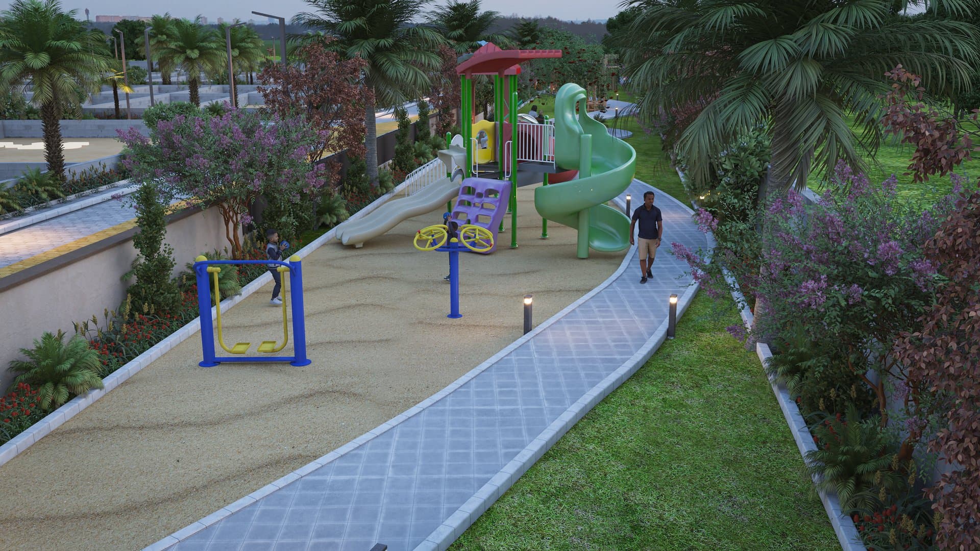 Kids play area and walking track